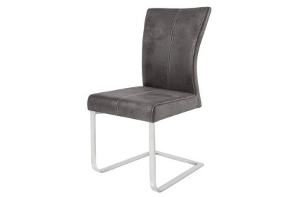 Invicta Interior Zwevende stoel SAMSON met zilverkleurige handgreep, microvezel grijs - 35768