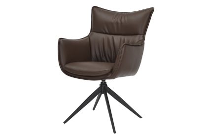 Invicta Interior Draaistoel VOGUE 360° met armleuningen, bruin kunstleer met zwart metalen frame - 47709