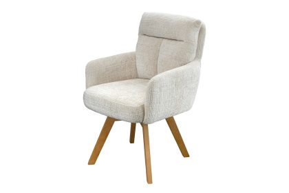 Invicta Interior Draaistoel BIG GEORGE met armleuningen van champagnekleurige chenillestof, draaibaar. - 47518