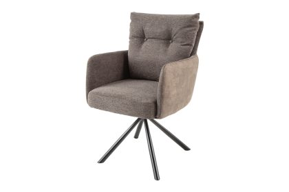 Invicta Interior Draaistoel BIG GEORGE met armleuningen, plat geweven microvezelstof, taupe, draaibaar - 44011