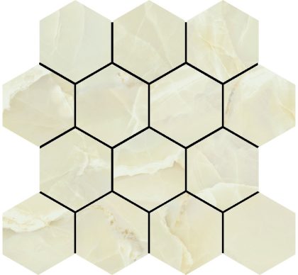 Baldocer Cerámica Onyx Sable polished mozaiek hexagon op net van 29x27cm