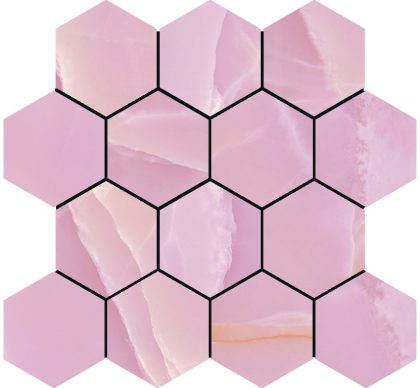 Baldocer Cerámica Onyx Rose polished mozaiek hexagon op net van 29x27cm