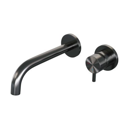 Brauer Gunmetal Edition inbouw wastafelmengkraan, gebogen uitloop, rozetten B1 gunmetal geborsteld PVD