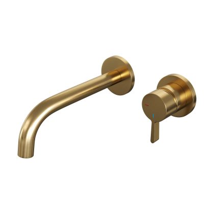 Brauer Gold Edition inbouw wastafelmengkraan, gebogen uitloop, rozetten E1 - goud geborsteld PVD