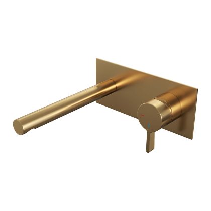 Brauer Gold Edition inbouw wastafelmengkraan rechte uitloop E1 - Goud geborsteld PVD afdekplaat