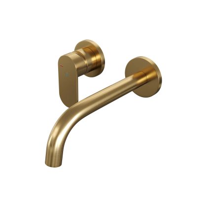 Brauer Gold Edition inbouw wastafelmengkraan, gebogen uitloop, rozetten C2 goud geborsteld PVD