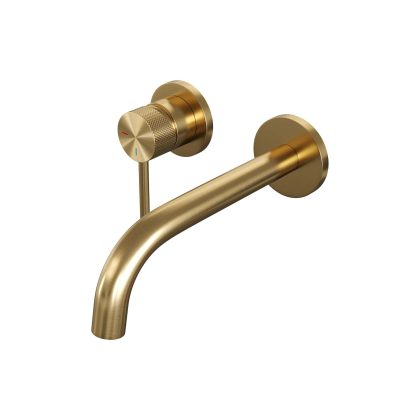 Brauer Gold Carving inbouw wastafelmengkraan met gebogen uitloop en rozetten, model A2 in goud geborsteld PVD