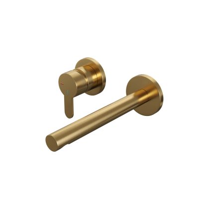Brauer Gold Edition inbouw wastafelmengkraan met rechte uitloop en rozetten, model D2 goud geborsteld PVD