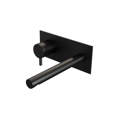 Brauer Black Edition inbouw wastafelmengkraan B2 met rechte uitloop en afdekplaat, mat zwart
