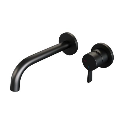 Brauer Black Edition inbouw wastafelmengkraan, gebogen uitloop, E1 model, mat zwart