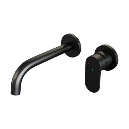 Brauer Black Edition inbouw wastafelmengkraan met gebogen uitloop en rozetten - model C1 mat zwart