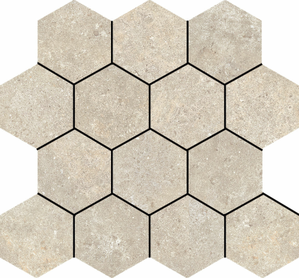 Baldocer Cerámica Stoneland Ivory mozaiek hexagon op net van 29x27cm