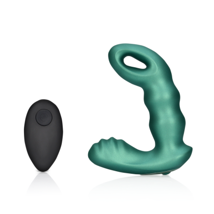 Ouch! by Shots Kralen Vibrerende Prostaat Massager met Afstandsbediening - Metallic Groen