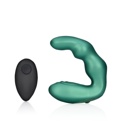 Ouch! by Shots Bent Vibrating Prostate Massager met Afstandsbediening - Metallic Groen