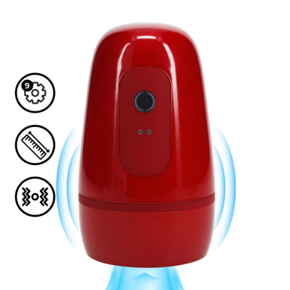 Pumped by Shots Pulsar - Negatieve Druk Zuig- en Trillingsmasturbator Pomp - Metallic Rood