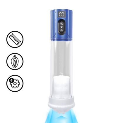 Pumped by Shots MaxLift - 6 Function Suction Masturbator Pump - Metallic Blue