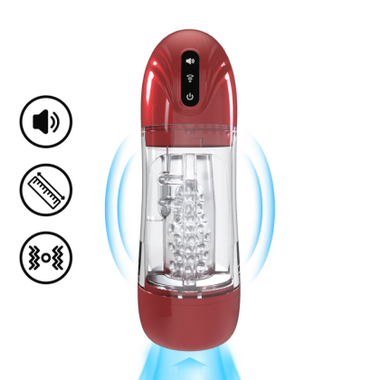 Pumped by Shots SonicPull - Suction and Vibration Masturbator Pump - Multimedia Enhanced - Metallic Red