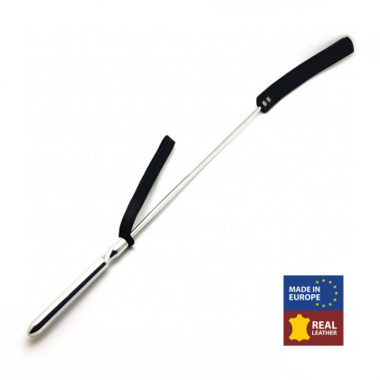 Red Leather Whip - Metaal en Leer - 70,5 cm - Zwart/Zilver