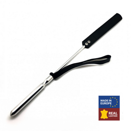 Red Leather Zweep - Metaal en Leer - 52 cm - Zwart/Zilver