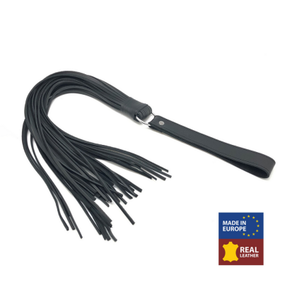 Red Leather Martinet met Leren Touwen - 75 cm - Zwart