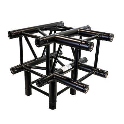 DuraTruss DT 34/2-T40-TD vierkant truss 4-weg T-stuk + omlaag zwart