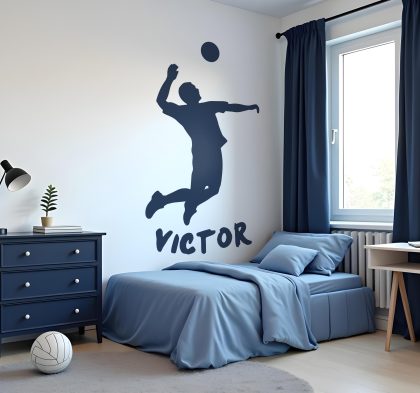 TenStickers - Muurstickers Volleyspeler met naam sport sticker