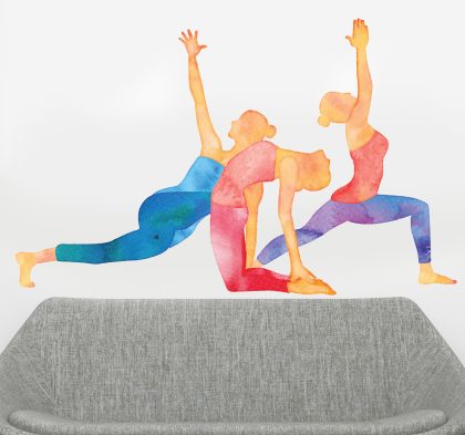 TenStickers - Muurstickers Muursticker yoga houdingen aquarel