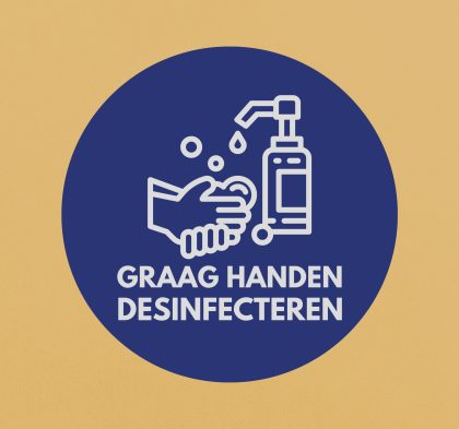 TenStickers - Muurstickers Aanwijzingen muurstickers handen desinfecteren