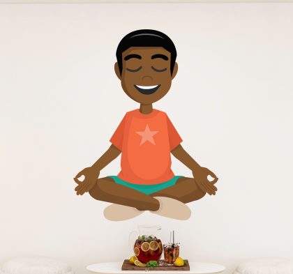 TenStickers - Muurstickers Stickers sport Gelukkige yoga jongen