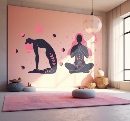 TenStickers - Muurstickers Boho yoga posities Muursticker sport