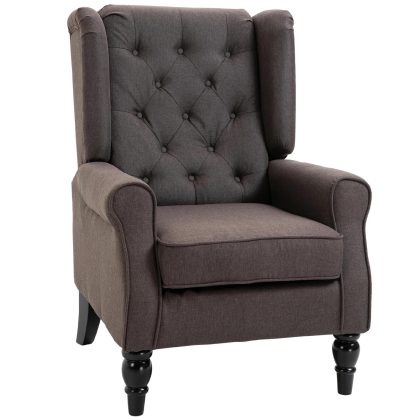 HOMCOM fauteuil, afneembare en wasbare dik kussenhoes, makkelijk schoon te maken, tot 160 kg, Stevige houten poten, 76x86x 08 cm, bruin | Aosom.nl