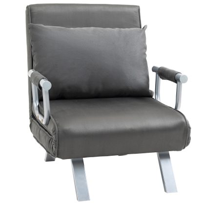 HOMCOM slaapstoel, multifunctioneel logeerbed, 5 standen rugleuning, opklapbaar, ruimtebesparend, tot 120 kg, 190 x 80 x 78 cm, grijs | Aosom.nl