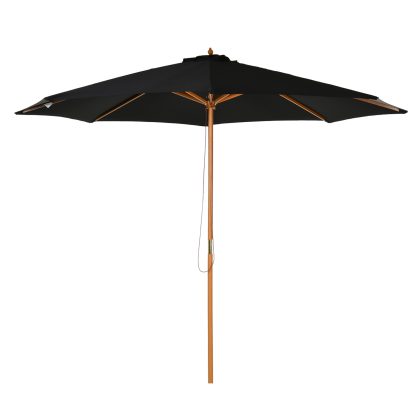 Outsunny parasol, stijlvolle bamboe, UV-bestendig, eenvoudig te installeren, 3 x 2,5 m, perfect voor buiten, zwart | Aosom.nl