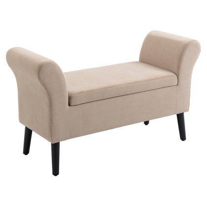 HOMCOM Bank, gestoffeerde bank met opbergruimte, moderne borstbank voor gang en woonkamer, 115,5 x 43,5 x 66 cm, Beige | Aosom.nl