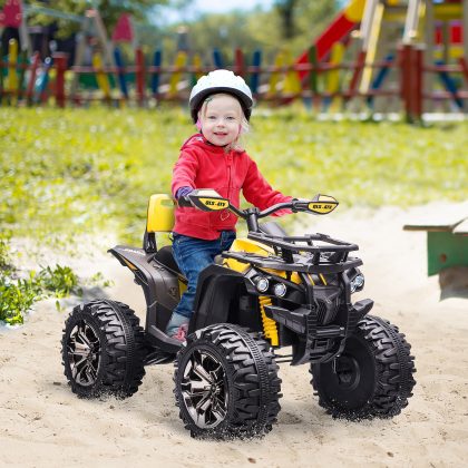 HOMCOM elektrische kinderquad, Elektrische ATV 6 V-motoren, MP3-muziekspeler, 100 x 65 x 73 cm, 3-8 km/u, voor 3-5 jaar tot 30 kg, Geel | Aosom.nl