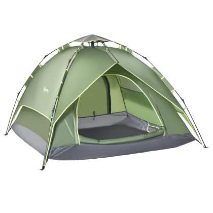 Outsunny Familietent Quick-Up Werptent voor 2-3 Personen Dubbellaags Waterdicht Pop-up Kampeertent voor Wandelen Blauw 200x150x115 cm | Aosom.nl