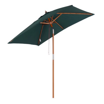 Outsunny bamboe parasol, UV-bescherming, weerbestendig, ideaal voor tuin en balkon, 200 x 150 x 230 cm, beige | Aosom.nl