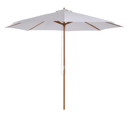 Outsunny houten parasol, UV-bestendig zonnescherm, ideaal voor tuin en balkon, 3 x 2,5 m, eenvoudig te installeren, wit | Aosom.nl