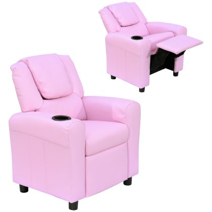 HOMCOM kinderfauteuil, schattige mini-fauteuil, ideaal voor 3-6 jaar, comfortabel, duurzaam, 60 x 50 x 50 cm, roze | Aosom.nl