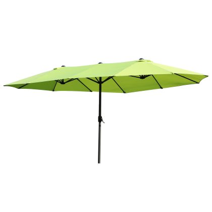 Outsunny dubbele parasol, UV-bescherming, verstelbare handkruk, weerbestendig, ideaal voor tuin en terras, 460 x 270 x 240 cm, groen | Aosom.nl