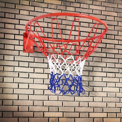 HOMCOM Basketbalring Net Geschikt Binnen Buiten Poedercoating Ø45cm Sportaccessoire Muurbevestiging 4 Voorgeboorde Gaten | Aosom.nl