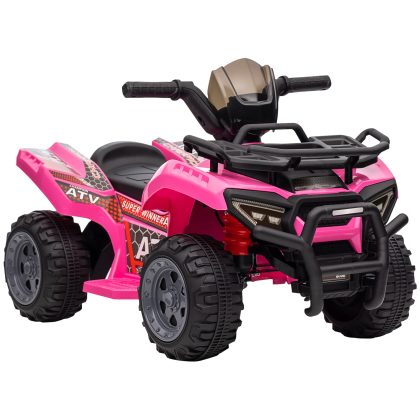 HOMCOM Mini Elektrische Quad Voor Kinderen 18-36 Maanden Met LED Koplamp Gaspedaal Vooruit Achteruit Rijden Roze 66x44x42cm | Aosom.nl