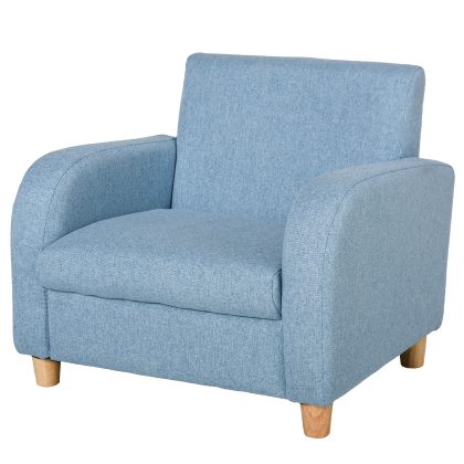 HOMCOM kinderfauteuil, comfortabele kinderbank met dik schuim, anti-slip pootjes, ideaal voor 3-8 jaar, 70 x 55 x 46 cm, hout, linnen | Aosom.nl