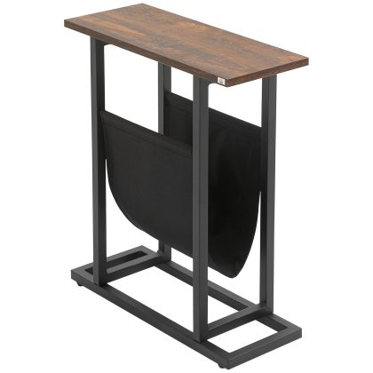 HOMCOM bijzettafel, modern nachtkastje, smal design met opbergvak, stevig staal, multifunctioneel, 49 x 19 x 55 cm, donkerbruin, zwart | Aosom.nl