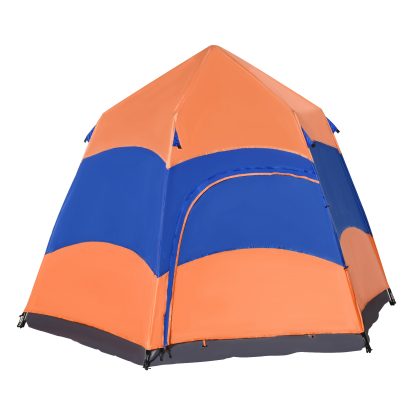 Outsunny tent, Quick-Up waterdicht dubbelwandige voor 4-6 personen, Licht en compact voor transport, 280 x 280 x 170 cm, oranje + blauw | Aosom.nl