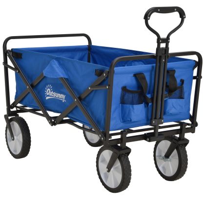 Outsunny Bolderkar Inklapbare Handkar Tuinwagen Met 360° Draaibare Voorwielen En Remmen Oxford Stof 107x51x91.5cm Max 80kg | Aosom.nl