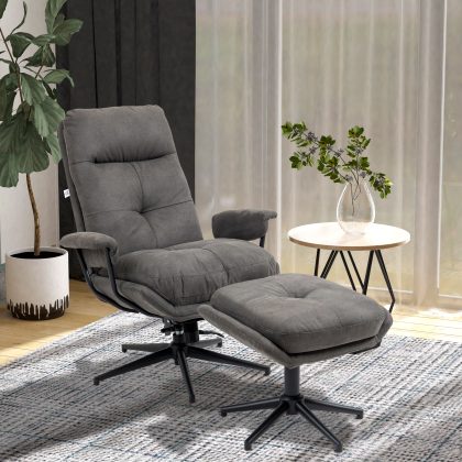 HOMCOM relaxfauteuil, comfortabele draaivoet, met ligfunctie, ideaal voor tv-kijken, luxe bekleding, 76 x 81 x 100 cm, zwart | Aosom.nl