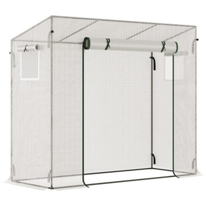 Outsunny broeikas, duurzame serre met roldeur, ideaal voor tomaten, zijramen voor ventilatie, Windbestendig niveau 4, 195 x 120 x 195 cm | Aosom.nl