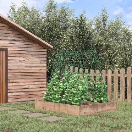 Outsunny metalen klimrek, verstelbaar, stevige staalconstructie, ideaal voor klimplanten, eenvoudig te installeren, 180x100x180 cm, groen | Aosom.nl