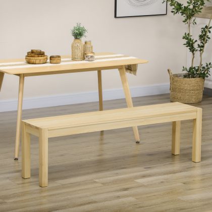 HOMCOM keukenbank, 3-zits tot 330 kg, Stabiel en solide, grenenhout, 150 x 33 x 45 cm, naturel | Aosom.nl